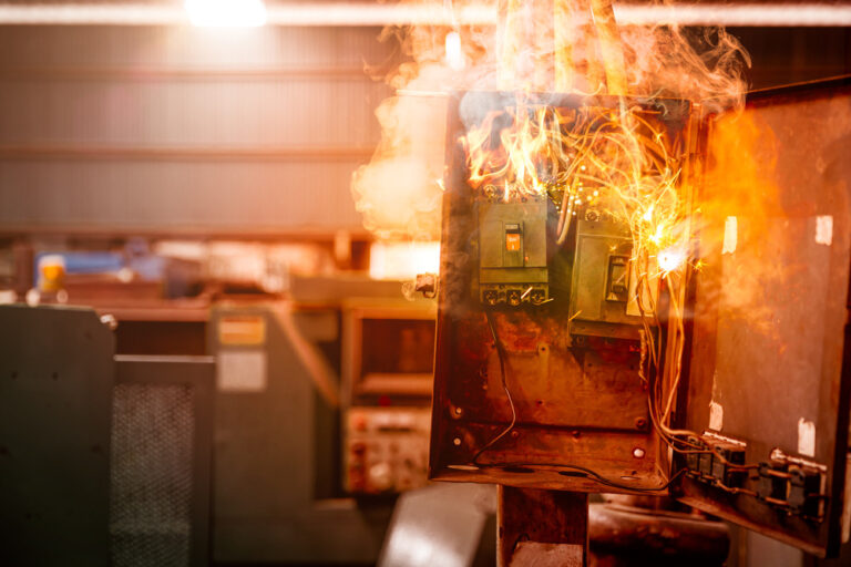 burning electrical panel